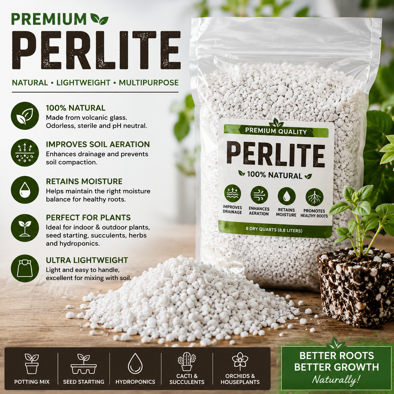 1 Gallon natural 100% PERLITE far seed starting medium nursery potting