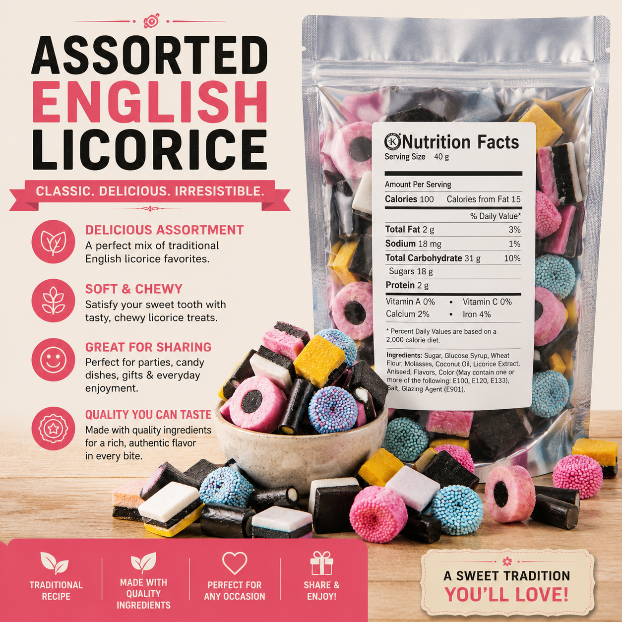 2 lb of Assorted English Licorice candy